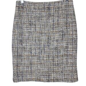 Vintage BASLER 10 Grey Tweed Pencil Skirt Wool Blend Knee Length Tailored Career
